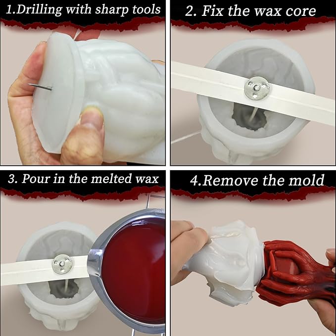 ZQYSING Hand Holding Rose Candle Mold, 3D Flower Silicone Mold for Candles Pillar Wax Plaster Epoxy Resin Craft Casting Gothic Home Décor Halloween Anniversary Birthday Handmade Gift