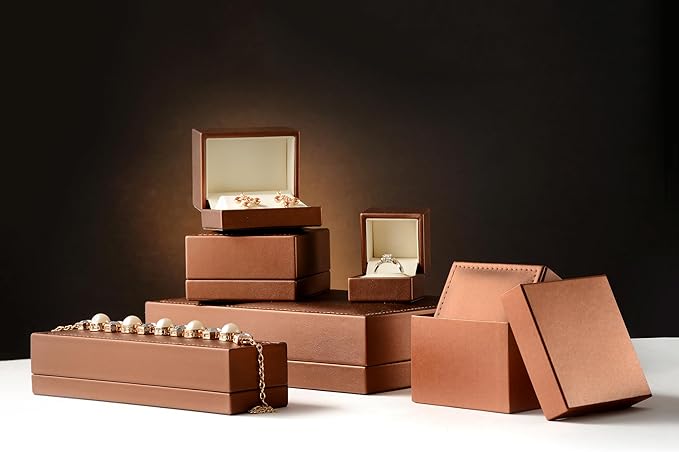 Luxury Leather Jewelry Gift Box - Premium Necklace Box & Earring Display Case for Women & Men - Universal Necklace Holder & Earring Box, Ideal for Earrings Pendants Hoops & Necklace by AllurePack