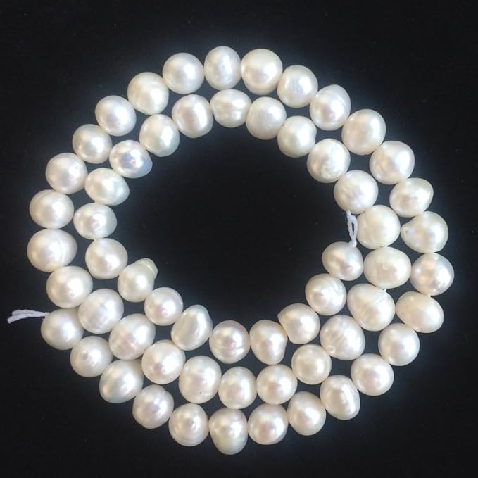 Adabele 28 Inch Real Natural Grade A Potato Round White Cultured Freshwater Pearl Loose Beads 6-7mm for Jewelry Making fp2-67
