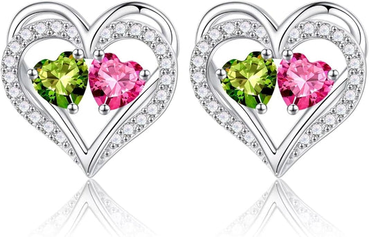 Iefil Valentines Day Gifts for Her - 925 Sterling Silver Birthstone Earrings, Anniversary Birthday Gifts for Women Wife Girlfriend Mom