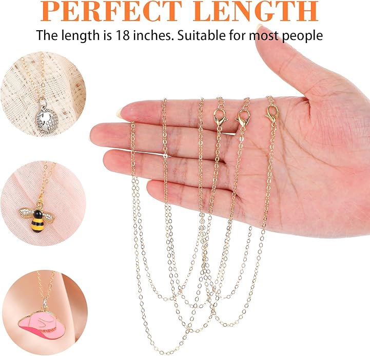 40 Pack Necklace Chains Bulk Silver and Gold Chain Necklace for Jewelry Making Adjustable Women Necklace Findings DIY Cable Link Chains Durable Tarnish Charm Accessories (19.3 Inches)