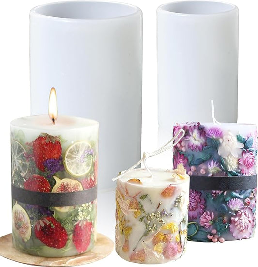 Cylinder Molds for Candle Making,4 Inch and 3.5 Inch Candle Making Molds Silicone,Large Pillar Silicone Molds for Aromatherapy Candles,Epoxy Resin,Casting,Wax, Soaps, Flower Specimen, DIY Clay Craft