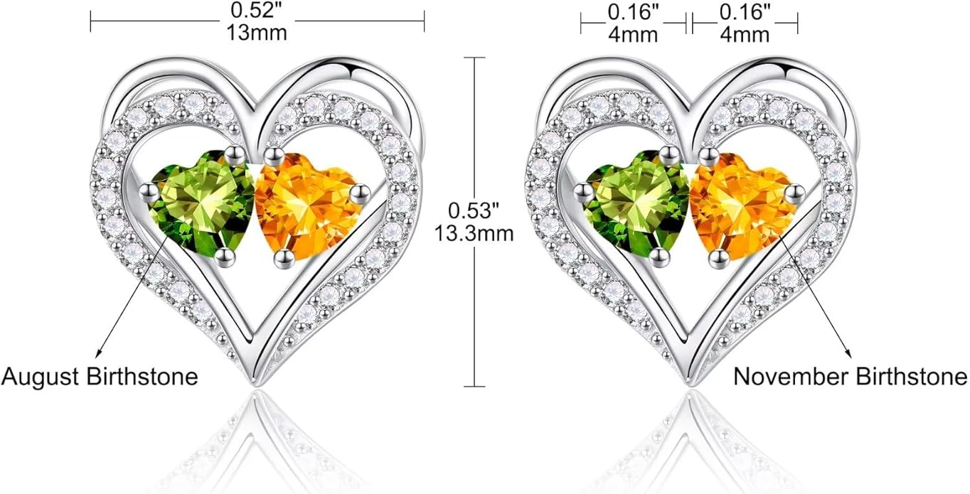 Iefil Valentines Day Gifts for Her - 925 Sterling Silver Birthstone Earrings, Anniversary Birthday Gifts for Women Wife Girlfriend Mom