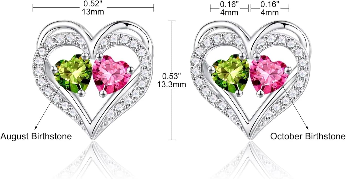 Iefil Valentines Day Gifts for Her - 925 Sterling Silver Birthstone Earrings, Anniversary Birthday Gifts for Women Wife Girlfriend Mom