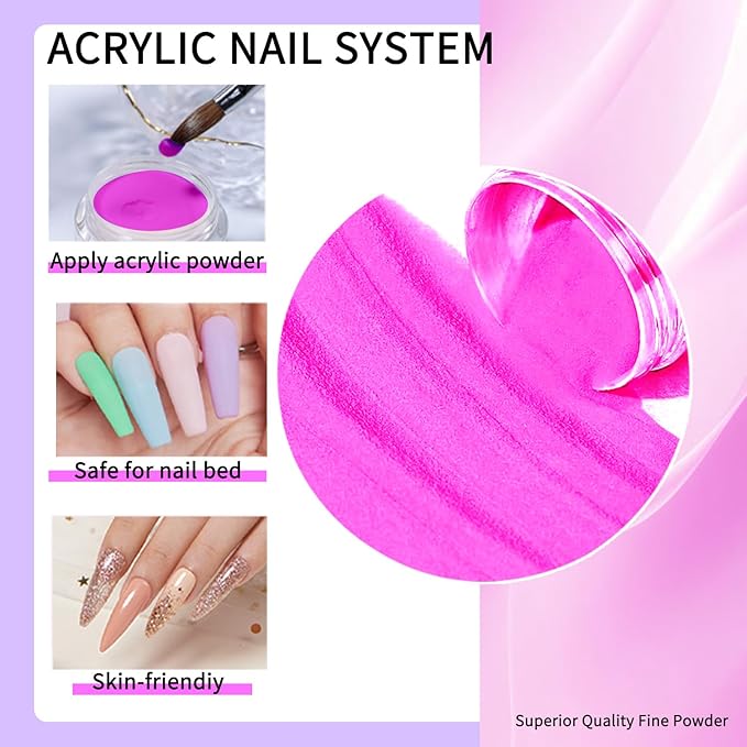 SULLMAR Nail Acrylic Powder Set 18 Colors DIY Nail Art Glitters Acrylic for Nails Sparkling Acrylic Nails Great for Home Manicure Sugar Powder for Nail Art Supplies