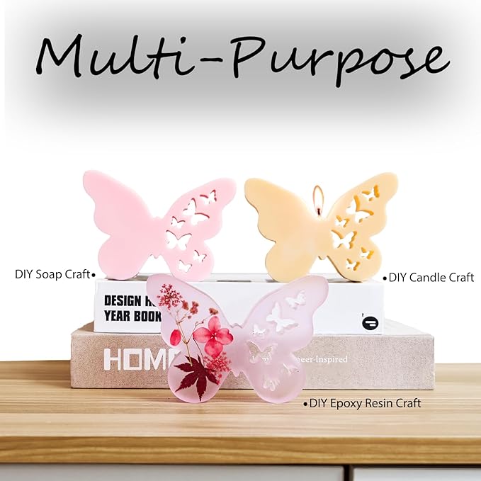 Butterfly Epoxy Resin Molds 2 Pack Butterflies Silicone Mold for Candle Making DIY Soap Resin Casting Art Crafts Mould Home Wedding Decoration Paperweight Craft Gift Concrete Cement Plaster Moulds