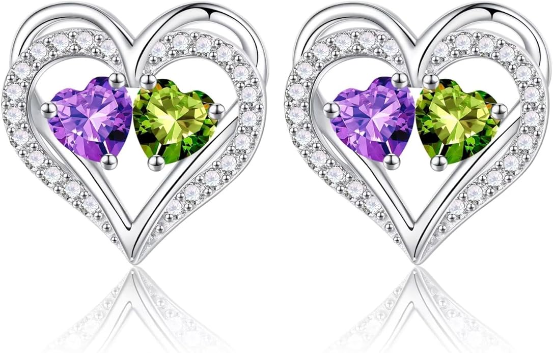 Iefil Valentines Day Gifts for Her - 925 Sterling Silver Birthstone Earrings, Anniversary Birthday Gifts for Women Wife Girlfriend Mom