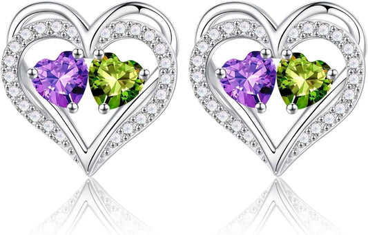 Iefil Valentines Day Gifts for Her - 925 Sterling Silver Birthstone Earrings, Anniversary Birthday Gifts for Women Wife Girlfriend Mom