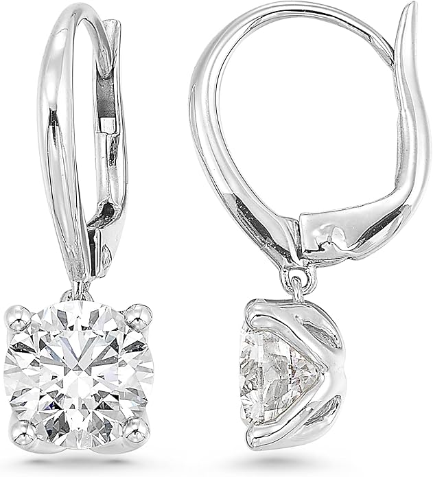 1/2 to 4 Carat Round Lab Grown Diamond Dangle Drop Earrings for Women I 14k Gold Earrings (G-H, VS1-VS2, 0.5 to 4 cttw) 4-Prong Set Brilliant Cut Diamond Leverback by Carbon Atelier