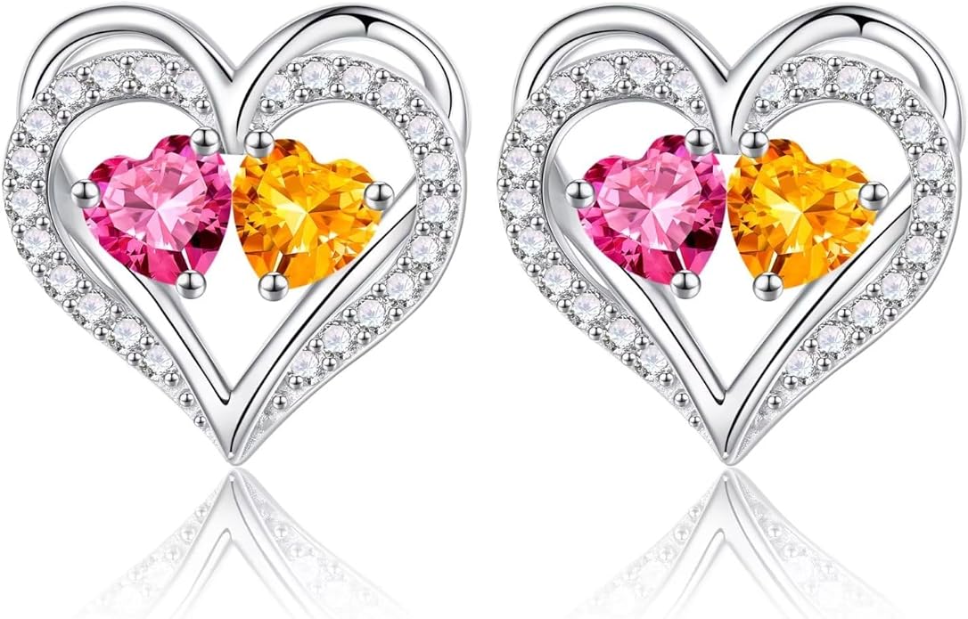 Iefil Valentines Day Gifts for Her - 925 Sterling Silver Birthstone Earrings, Anniversary Birthday Gifts for Women Wife Girlfriend Mom