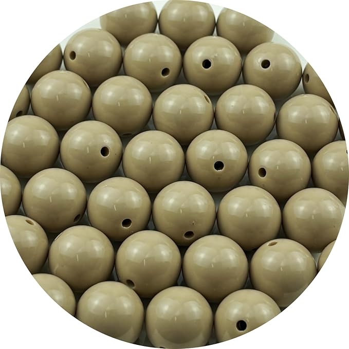 YUEXIGO 40pcs Acrylic Round Beads for Crafts 16mm Resin Candy Color Spacer Beads with Hole for Jewelry Making Sewing Crafts Decoration Necklaces Bracelets Earrings Supplies(Light Brown)