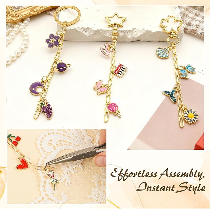 Ecoofor 50 Set Keychain Making Kit, 5 Style Metal Keychain Clips with Swivel Snap Hooks, Lobster Clasps, Key Rings & Extender Chains for DIY Crafts, Jewelry, Bags, Keychains & Gift Accessories