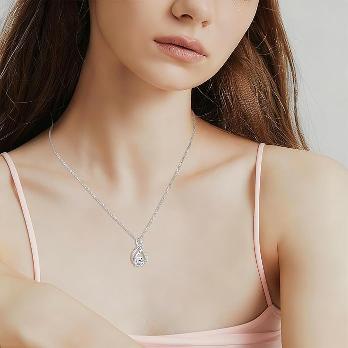 KRZ Anniversary Jewelry Gift for Wife, 925 Sterling Silver with Gold Plated Birthday Christmas Valentines Day Gift - Love Card Present for Wife Her Women Girlfriend