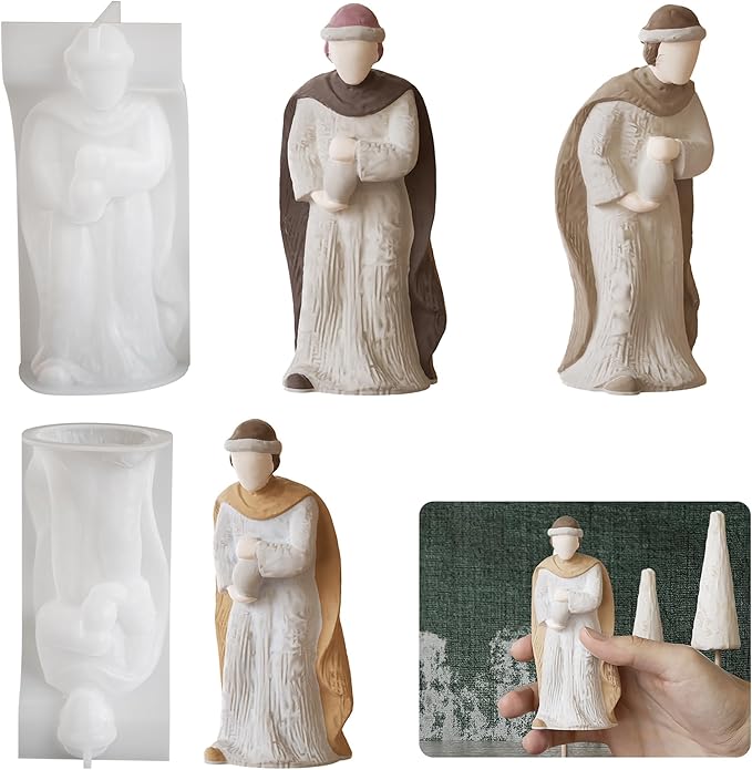 Silicone Born Jesus Nativity Scene Mold - Silicone Resin Casting Molds for Candle & Resin & Soap Craft Supplies