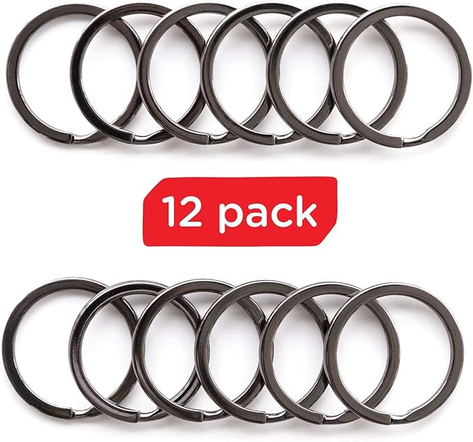 Key Rings Flat Split Keychain Bulk – Heavy Duty 1.18" (30 mm) Keyring – Organize Fast for Car & Home, Lanyards, School/Office/DIY – Metal Dog Tag Rings – Silver/Gold/Rainbow/Gunmetal
