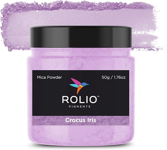 Rolio Premium Mica Powder - Crocus Iris (50G / 1.76oz) - 1 Jar of Purple Pigment Powder for Epoxy Resin, Dye, Soap Making, Nail Polish, Paint, Candle Making, Bath Bombs, Slime