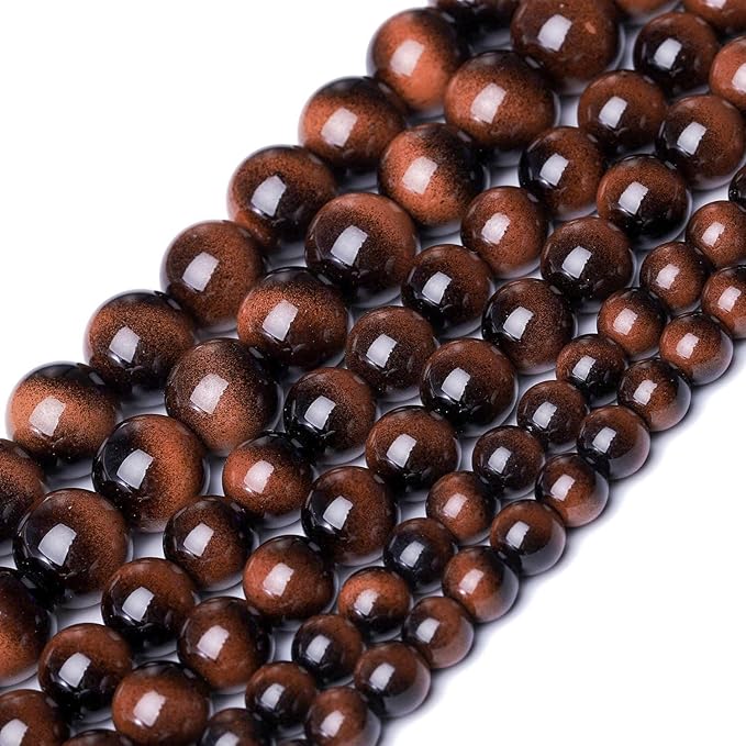 Song Xi 45PCS 8mm Brown Tiger Eye Gemstone Beads for Jewelry Making, Round Smooth Glass Beads for DIY Bracelet Necklace Earring Keychain, Arts and Crafts, for Christmas Wedding Birthday