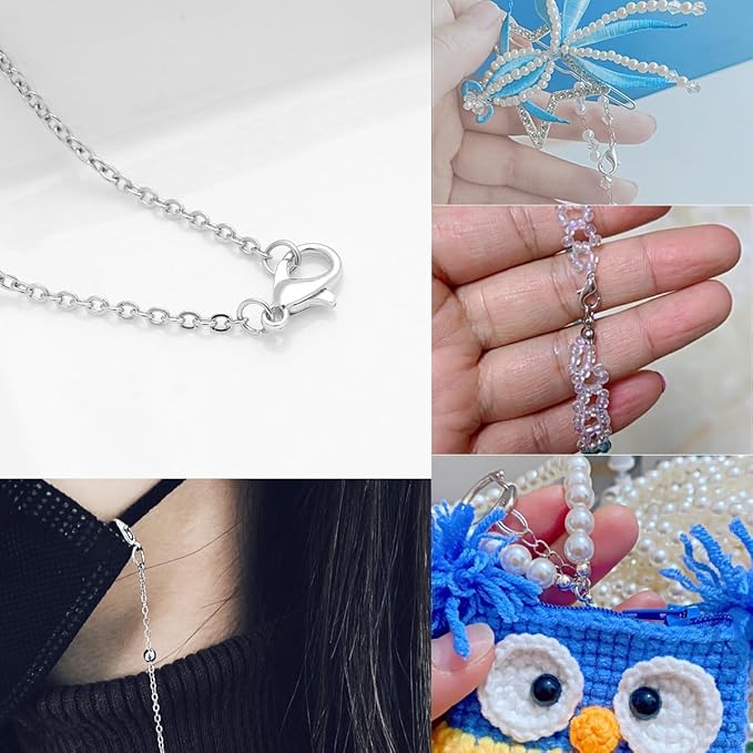 200 PCS Silver Lobster Claw Clasps, Small Alloy Lobster Clasps with Metal Storage Box Lobster Clips for DIY Keychains Bracelets Necklaces Crafts Jewelry Making (12×7mm, Silver)