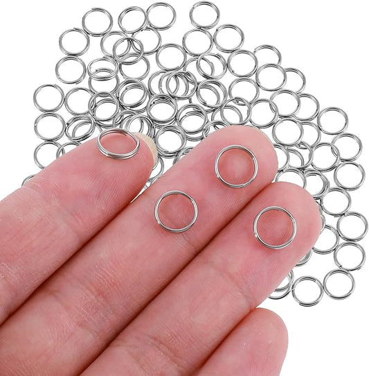 100 Pack 0.31 Inches Mini Jump Rings 8mm Split Key Rings Stainless Steel Small Split Ring for Jewelry Making with Double Loops Fit Necklaces Bracelets Earrings Crafts Ornaments DIY Arts - Silver