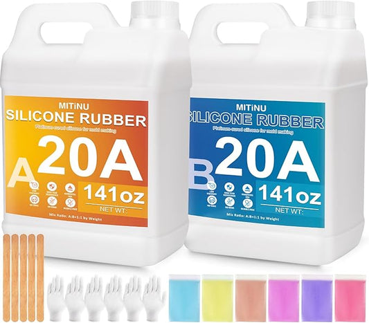 MITINU Silicone Mold Making Kit - 20A Liquid Silicone Rubber (1:1 Mix), Non-Toxic & Bubble Free Platinum Cure Silicone for Making Molds for Resin, Soap, Concrete, Craft Molds - 282oz Total