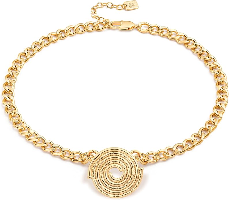 Aobei Pearl 18K Gold Plated Paperclip Chain Choker Satellite Chain Freshwater Cultured Biwa Pearl Pendant Necklace Dainty Jewelry for Women