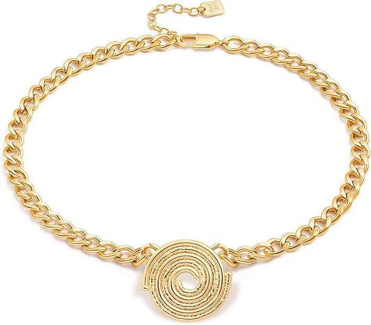 Aobei Pearl 18K Gold Plated Paperclip Chain Choker Satellite Chain Freshwater Cultured Biwa Pearl Pendant Necklace Dainty Jewelry for Women