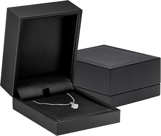 Luxury Leather Jewelry Gift Box - Premium Necklace Box & Earring Display Case for Women & Men - Universal Necklace Holder & Earring Box, Ideal for Earrings Pendants Hoops & Necklace by AllurePack
