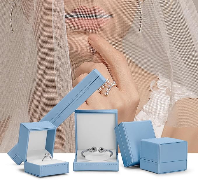 Leather Bracelet Box Bracelet Gift Box Jewelry Bangle Gift Box Velvet Interior Bangle Storage for Anniversary Wedding Birthday Mother's Day Gifts (Blue)