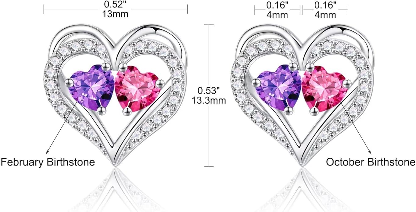 Iefil Valentines Day Gifts for Her - 925 Sterling Silver Birthstone Earrings, Anniversary Birthday Gifts for Women Wife Girlfriend Mom