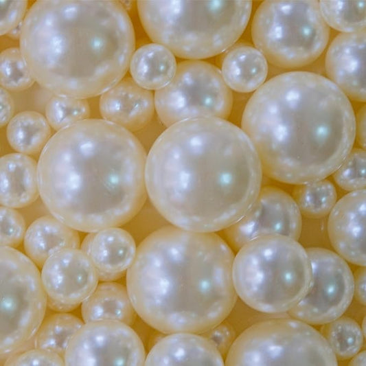 520PCS Pearls for Crafting No Hole, Mixed 8/10/14/20MM Vase Fillers Pearl for Centerpieces Candle, Ivory Round Beads for Crafting, Table Scatter, Wedding Birthday Party Decoration