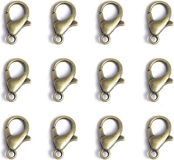 AD Beads 50 Pieces Lobster Claws Clasps Plus 100 Pieces 5mm Match Color Open Jump Rings Suitable for Necklace Bracelets Jewelry (6x10mm, Bronze)