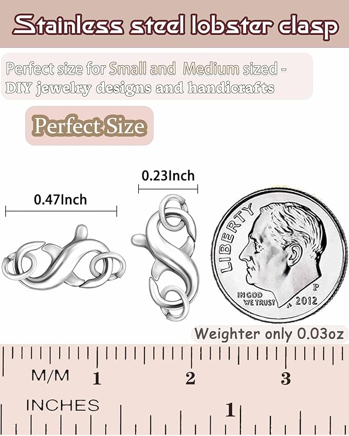 Dailyacc Double Opening Lobster Clasp 316 Stainless Steel Silver and Gold Pleted Necklace Bracelet Extender Clasps and Closures for DIY Jewelry