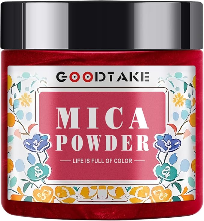 GOODTAKE Red Mica Powder – Mica Powder for Resin, Candle Making, Soap Making – Mica Pigment Powder – Soap Making Dye – for Nail Polish, Eye Shadow, Slime Mica Powders (Red, 2 oz)
