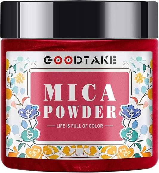 GOODTAKE Red Mica Powder – Mica Powder for Resin, Candle Making, Soap Making – Mica Pigment Powder – Soap Making Dye – for Nail Polish, Eye Shadow, Slime Mica Powders (Red, 2 oz)