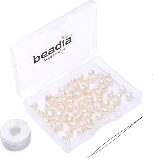 Natural Pearl Beads Potato 4-5mm White Freshwater Cultured Loose Gemstone Beads for DIY Jewelry Making 13.8''/Strand HQ