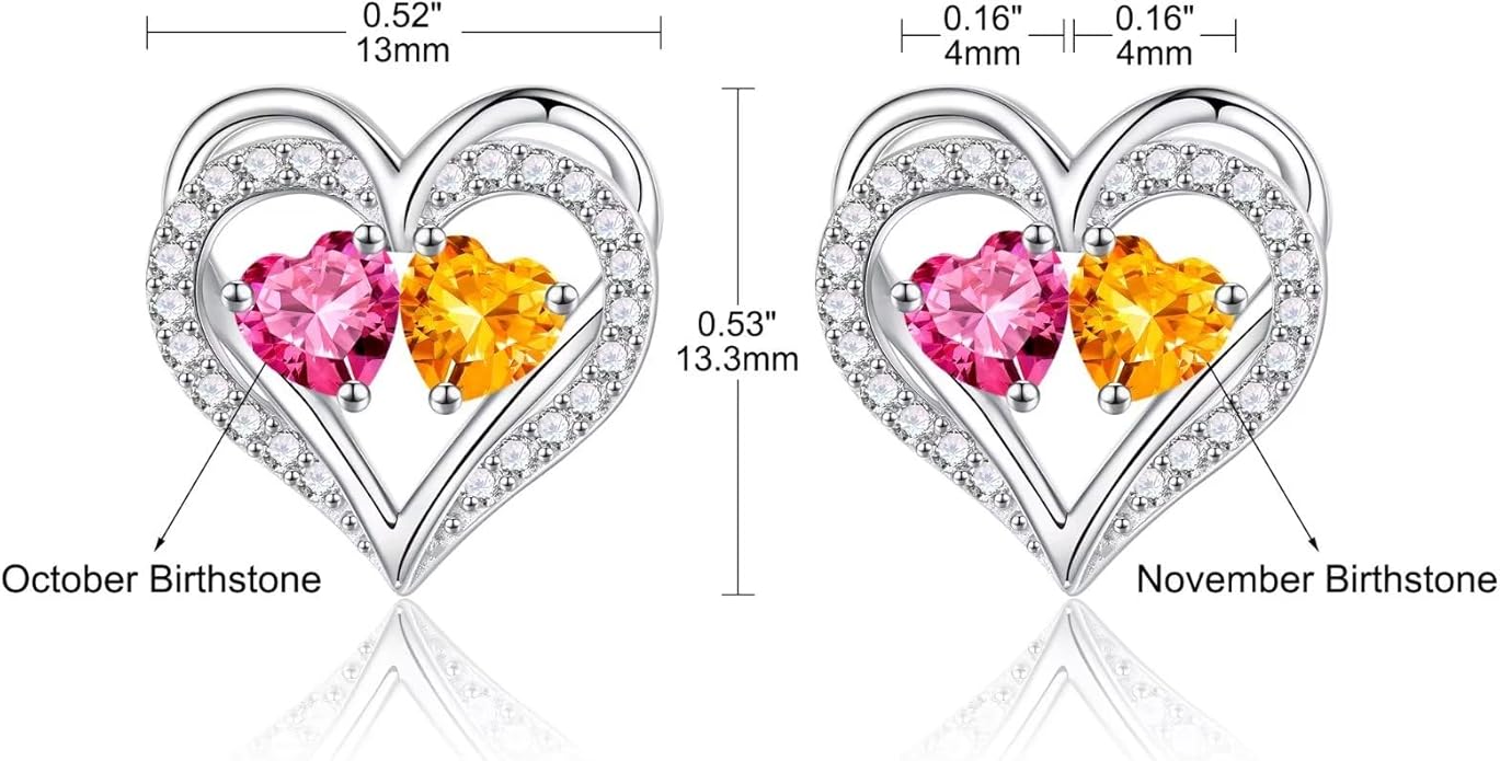 Iefil Valentines Day Gifts for Her - 925 Sterling Silver Birthstone Earrings, Anniversary Birthday Gifts for Women Wife Girlfriend Mom