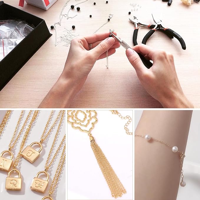 33 Feet 18K Gold PVD Plated Stainless Steel Cable Chain Bulk, 2.5mm 304 Stainless Steel Flat Cable Link Chains Roll Spool for Jewelry Making Necklace DIY Craft