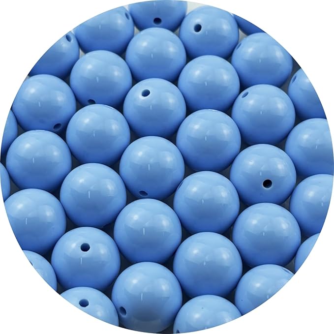 YUEXIGO 40pcs Acrylic Round Beads for Crafts 18mm Resin Candy Color Spacer Beads with Hole for Jewelry Making Sewing Crafts Decoration Necklaces Bracelets Earrings Supplies(Blue)