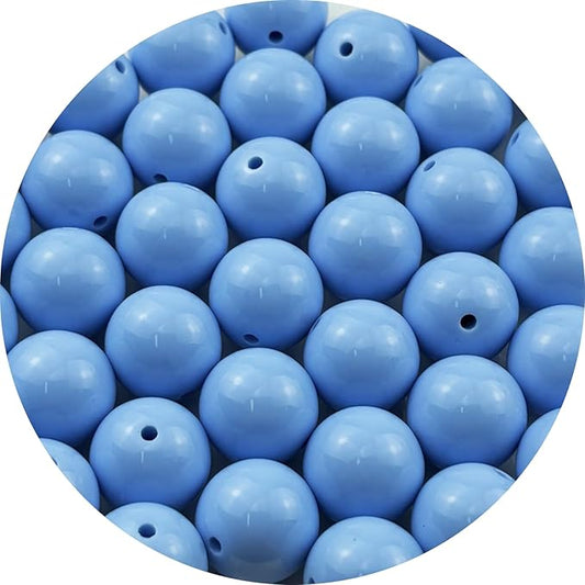 YUEXIGO 40pcs Acrylic Round Beads for Crafts 18mm Resin Candy Color Spacer Beads with Hole for Jewelry Making Sewing Crafts Decoration Necklaces Bracelets Earrings Supplies(Blue)