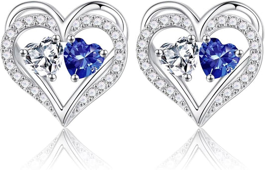 Iefil Valentines Day Gifts for Her - 925 Sterling Silver Birthstone Earrings, Anniversary Birthday Gifts for Women Wife Girlfriend Mom