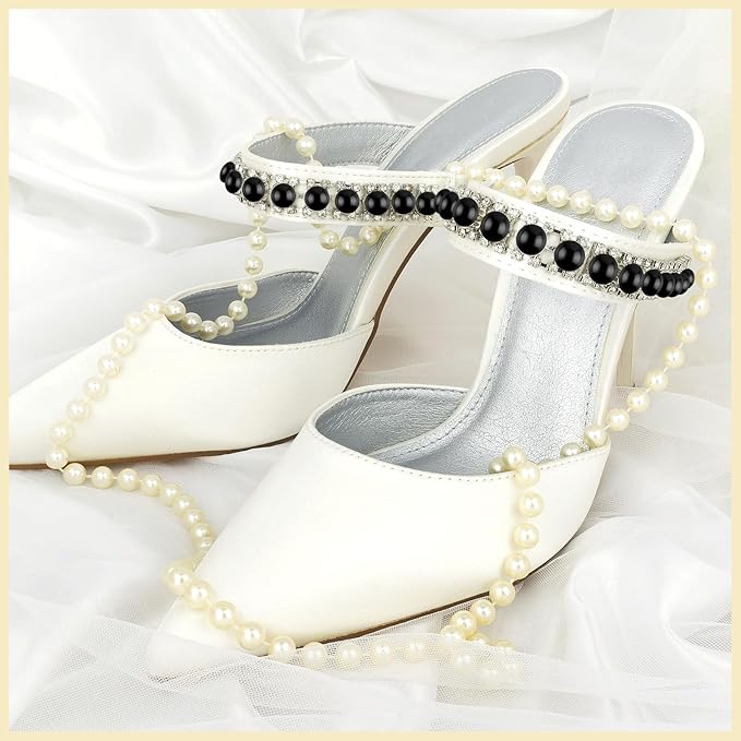 NACHLYNN 6480 Pcs Flat Back Pearl 7 Sizes Half Round Bead Black for Crafts Embellishment Shoes Clothes Bags DIY Making