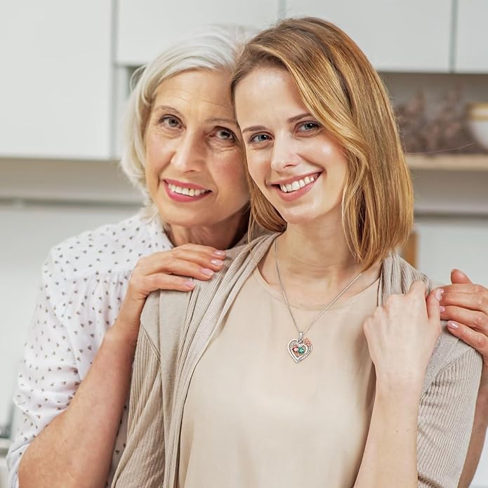 Iefil Valentines Day Gifts for Her Wife - 925 Sterling Silver Double Birthstone Necklace, Anniversary Birthday Gifts for Women, Jewelry Gift for Wife Girlfriend Mom Her