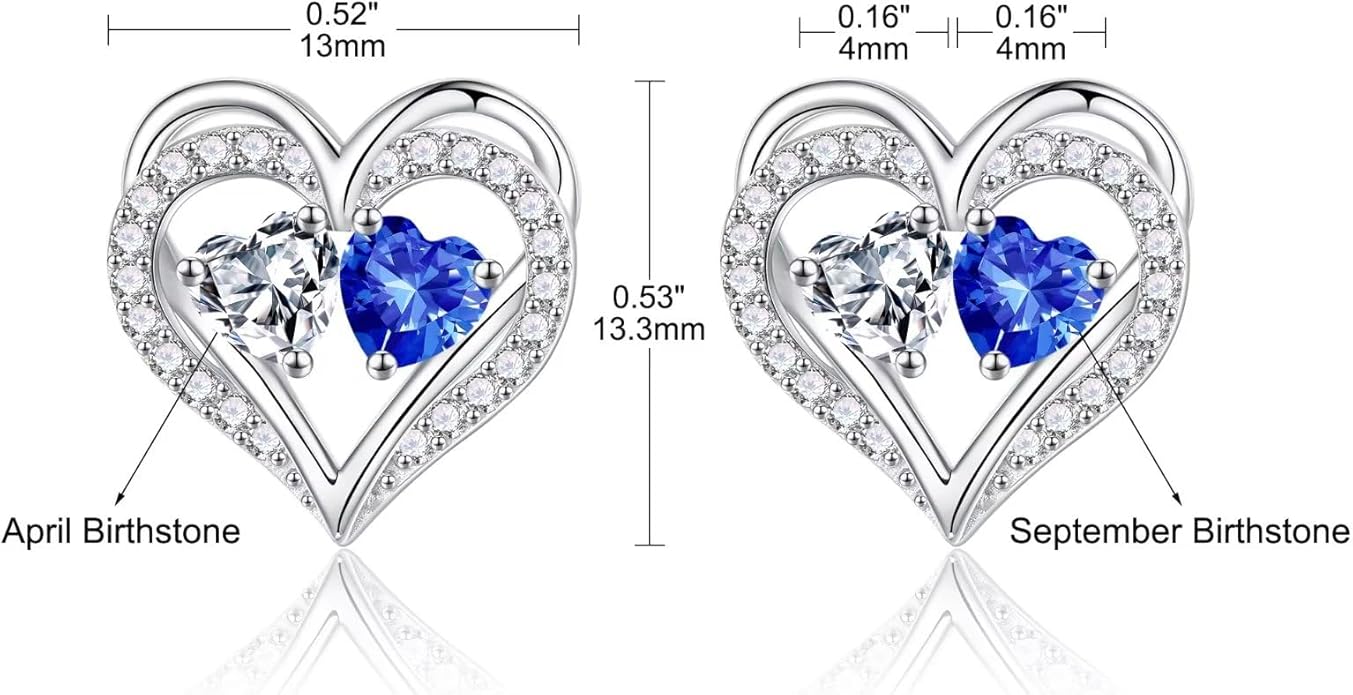 Iefil Valentines Day Gifts for Her - 925 Sterling Silver Birthstone Earrings, Anniversary Birthday Gifts for Women Wife Girlfriend Mom