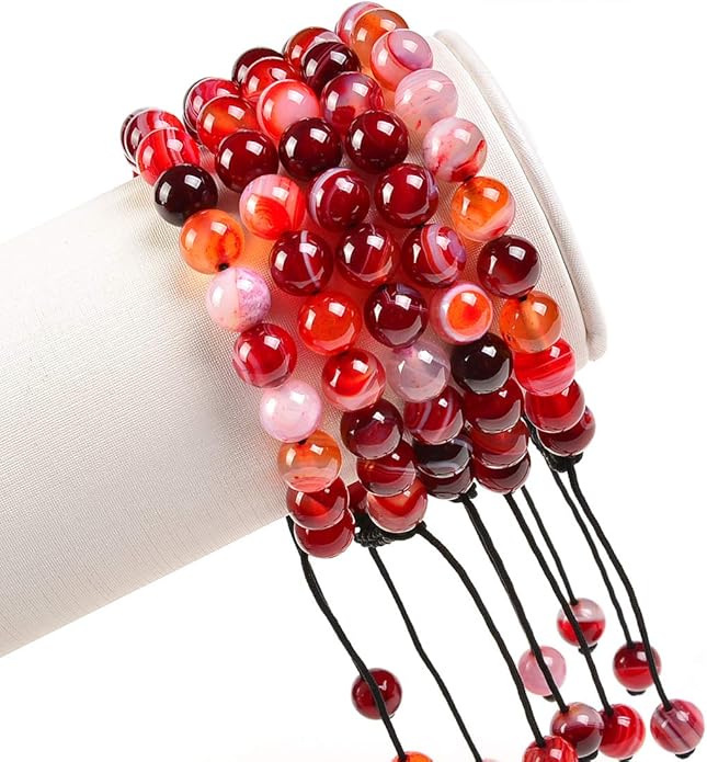 MASSIVE BEADS Natural Healing Power Gemstone Crystal Beads Unisex Adjustable Macrame Bracelets