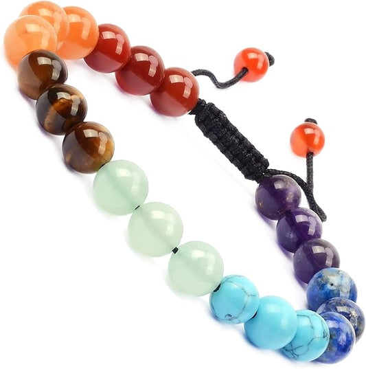 MASSIVE BEADS Natural Healing Power Gemstone Crystal Beads Unisex Adjustable Macrame Bracelets