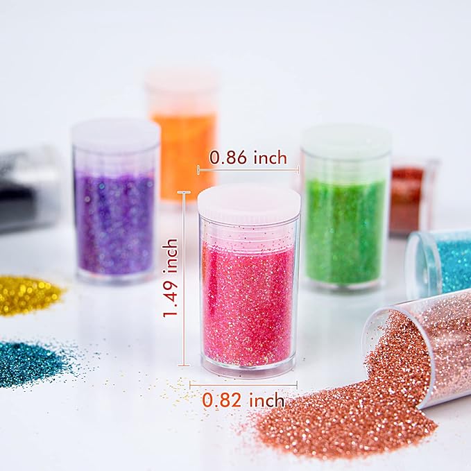 Fine Glitter for Epoxy Resin, Set of 45 Colors, Estanoite Extra Fine Craft Glitter Powder, Assorted Nail Arts Glitter, Cosmetic Powder for Body Face Hair Eye and Tumbler Candle Making