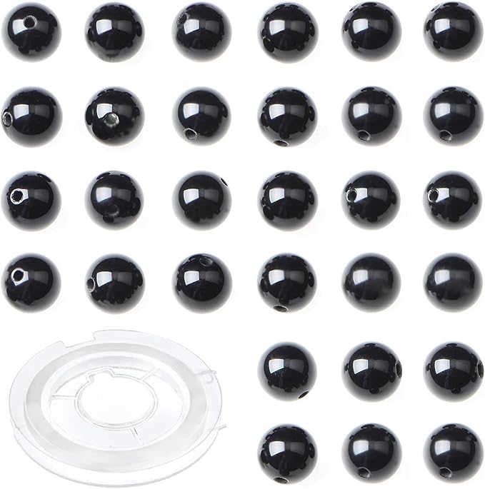 Natural Stone Genuine Stones DIY Black Onyx Round Beads 8mm 100pcs Beading Loose Gemstone Hole Size 1mm Charm Smooth Beads for Bracelets Necklaces Earrings (Black Onyx 8mm)