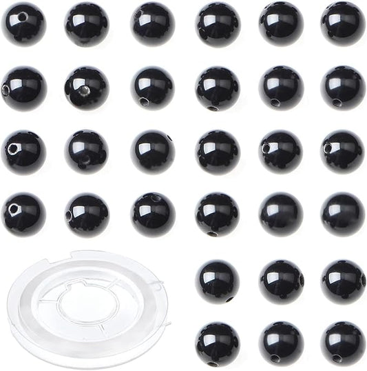 Natural Stone Genuine Stones DIY Black Onyx Round Beads 8mm 100pcs Beading Loose Gemstone Hole Size 1mm Charm Smooth Beads for Bracelets Necklaces Earrings (Black Onyx 8mm)