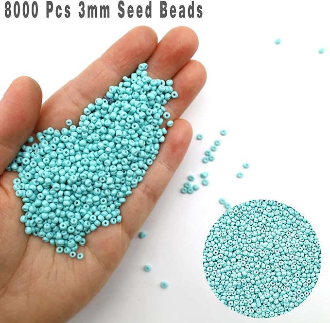 THUTEP 8000 pcs 3mm Seed Beads, Tiny Craft Beads for Bracelet Making, Bracelet Kits for DIY Jewelry Craft (Lanlvse)