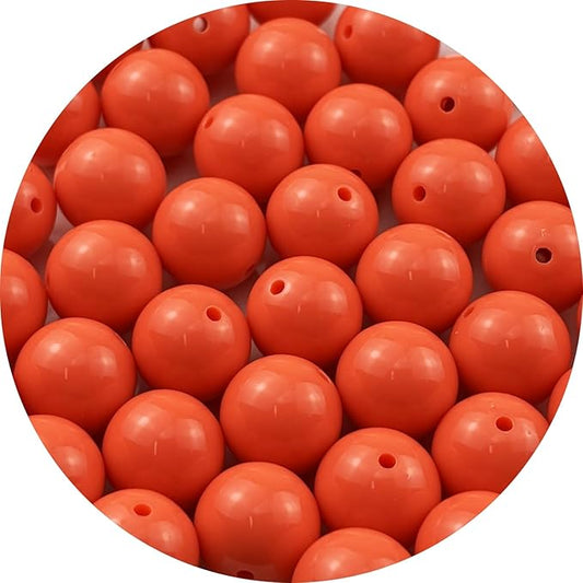YUEXIGO 40pcs Acrylic Round Beads for Crafts 18mm Resin Candy Color Spacer Beads with Hole for Jewelry Making Sewing Crafts Decoration Necklaces Bracelets Earrings Supplies(Orange)